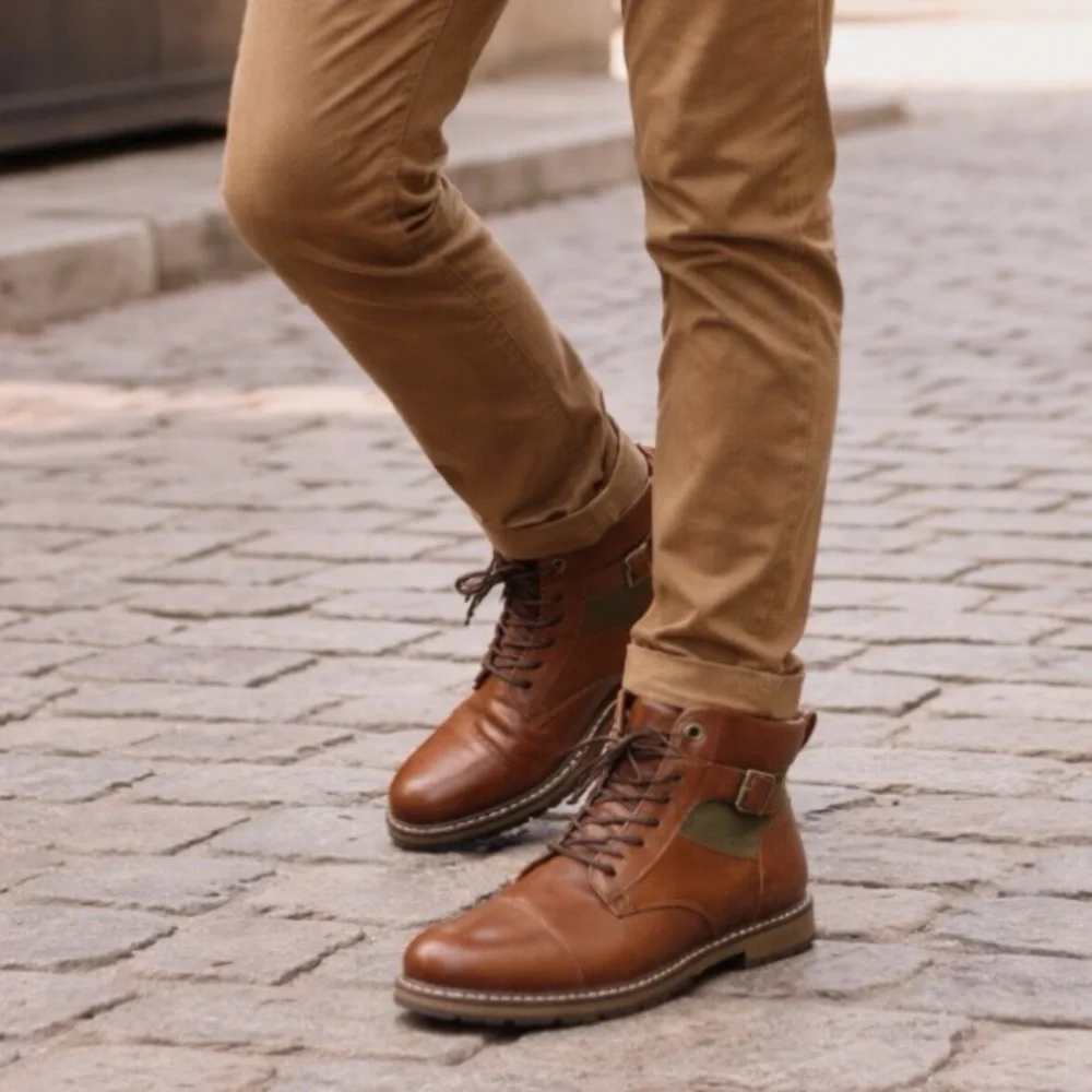STEVE MADDEN Men's Brown Cap Toe Lace-Up Combat Ankle Boot--NEW--10.5